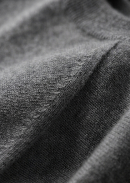 Premium Cashmere Classic Crewneck T-Shirt - Dark Gray | Roccella
