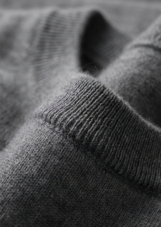 Premium Cashmere Classic Crewneck T-Shirt - Dark Gray | Roccella