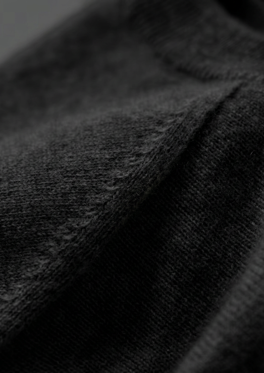 Premium Cashmere Classic Crewneck T-Shirt - Black | Roccella
