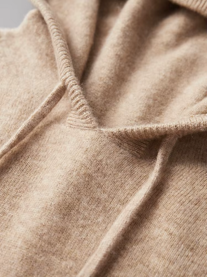 Pure Extra-Fine Merino Wool Beige Leisure Hoodie | Roccella
