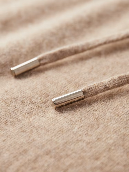 Pure Extra-Fine Merino Wool Beige Leisure Hoodie | Roccella