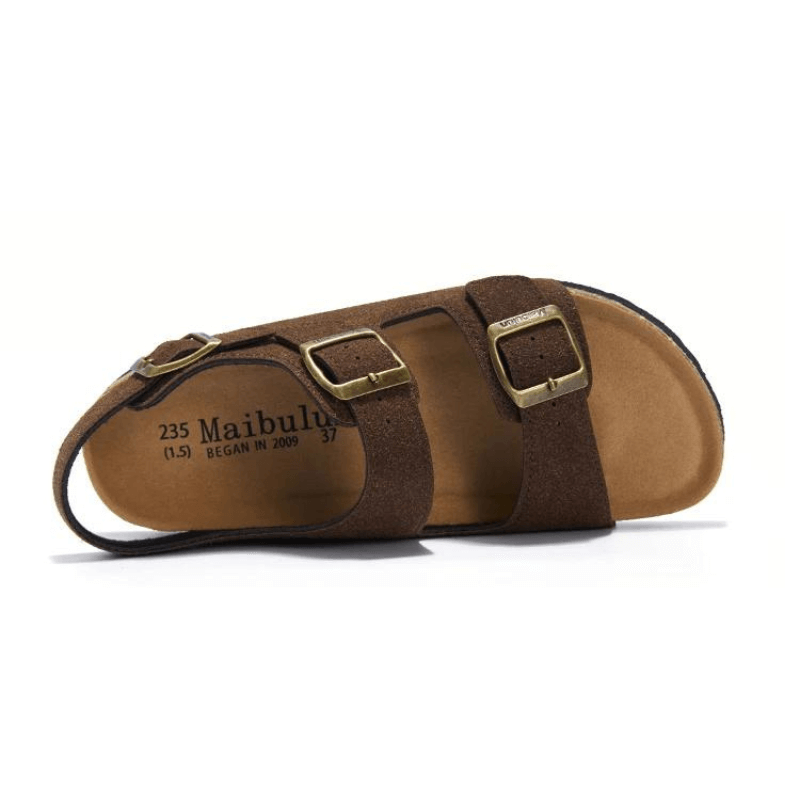 Amalfi Three-Strap Cork Sandals - Dark Brown | Roccella