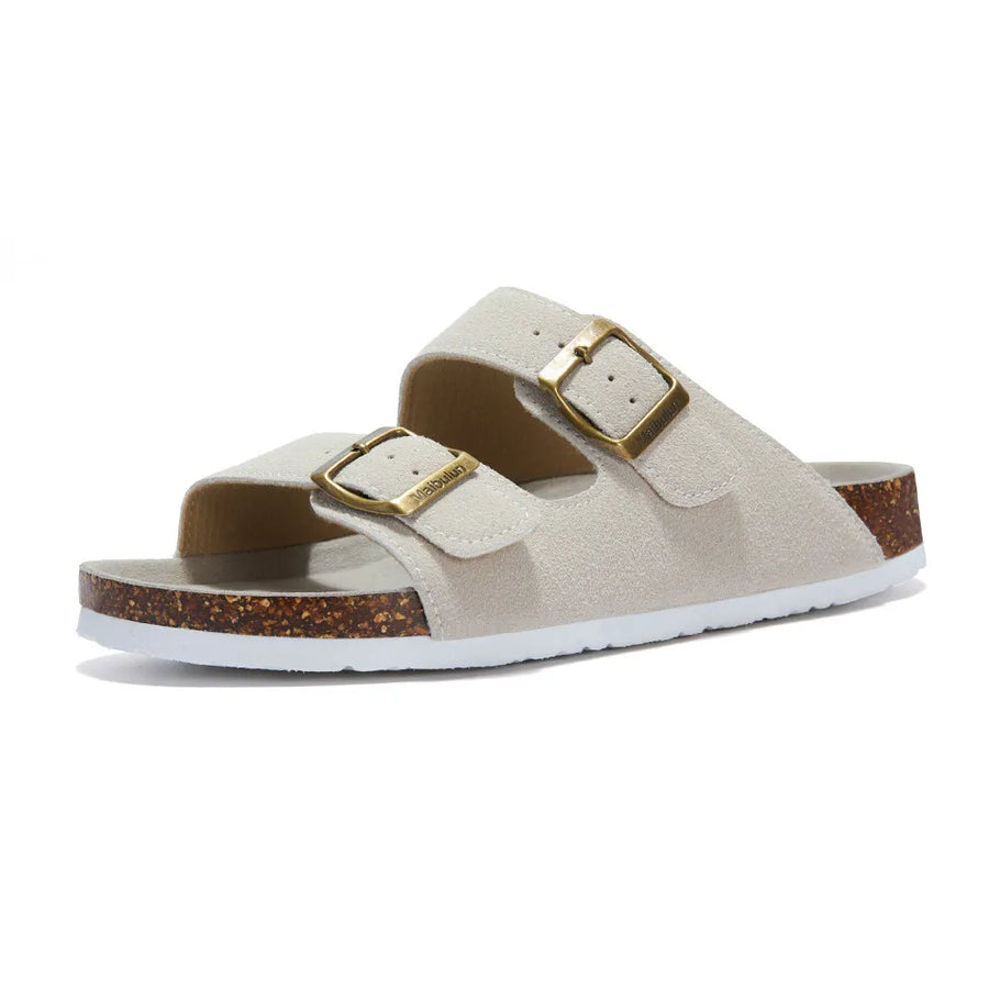 Roccella Suede Arizona Sandals - Cream