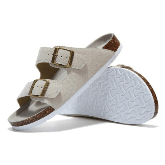 Maibulun Suede Arizona Sandals - Cream | Roccella