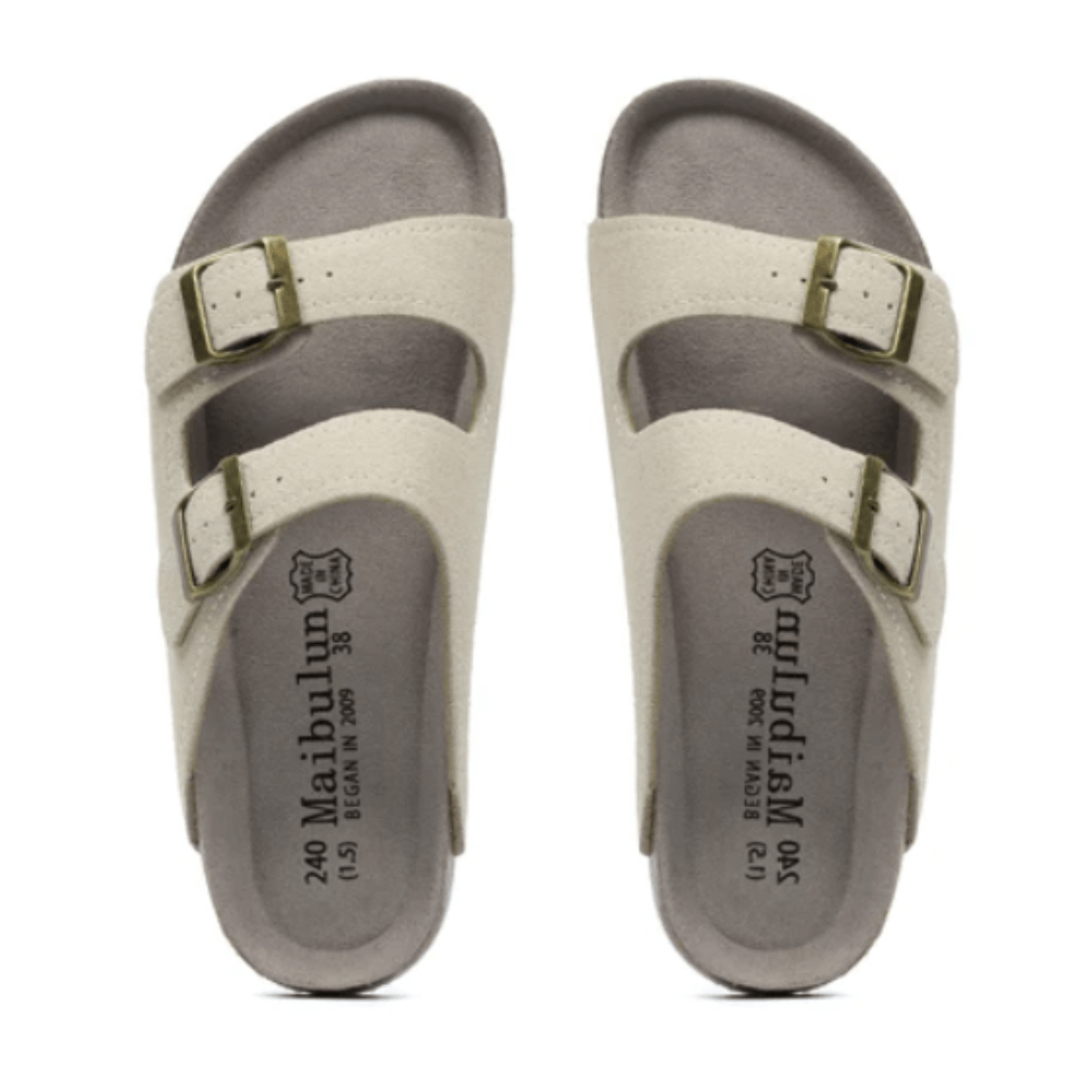 Maibulun Suede Arizona Sandals - Cream | Roccella