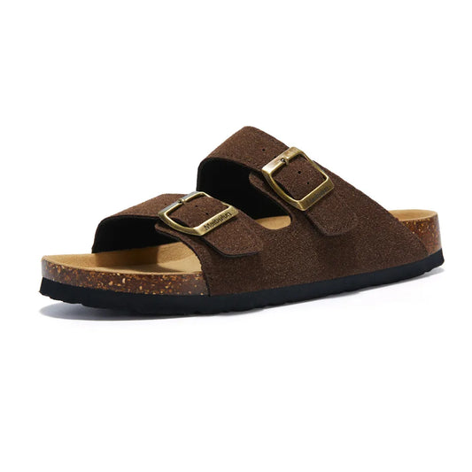 Maibulun Suede Arizona Sandals - Dark Brown | Roccella
