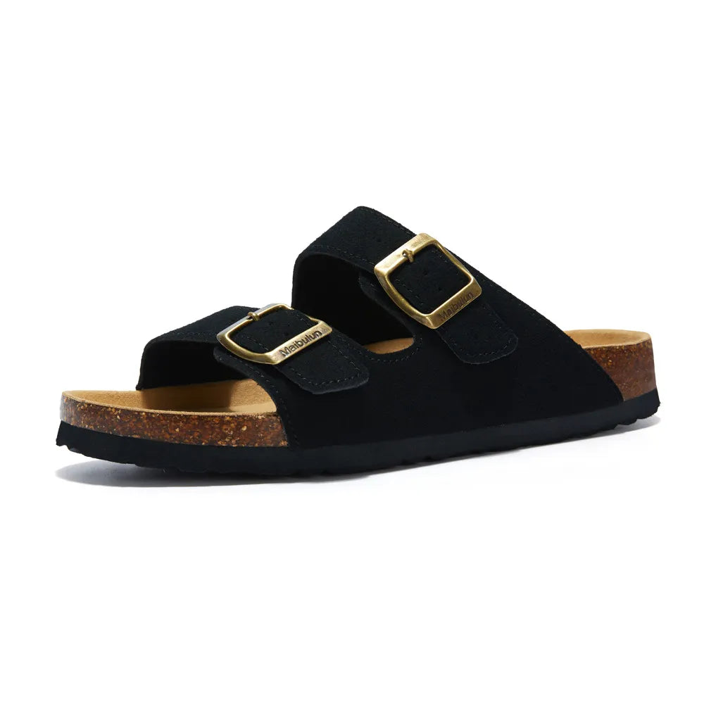 Maibulun Suede Arizona Sandals - Black | Roccella