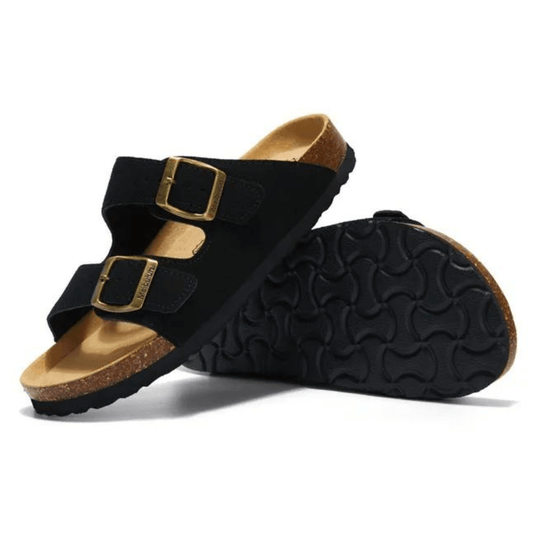 Maibulun Suede Arizona Sandals - Black | Roccella