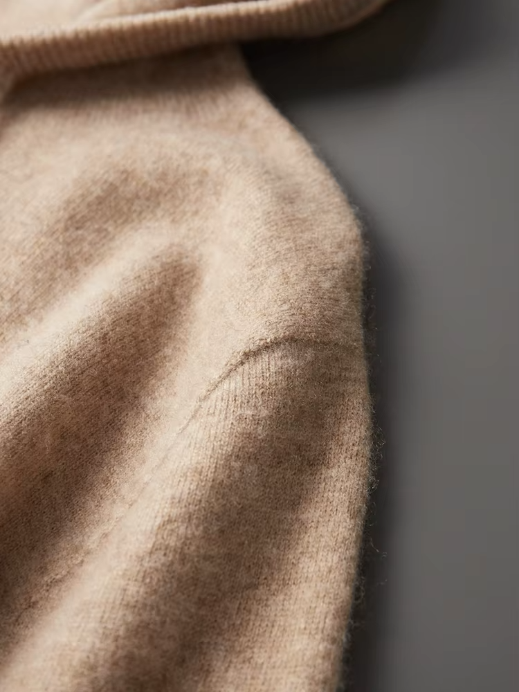 Pure Extra-Fine Merino Wool Beige Leisure Hoodie | Roccella