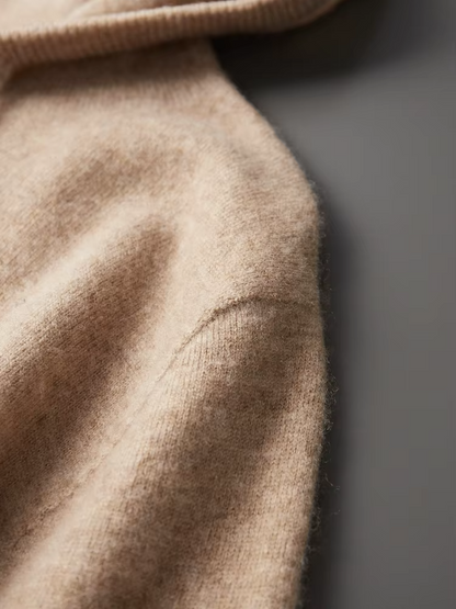 Pure Extra-Fine Merino Wool Beige Leisure Hoodie | Roccella