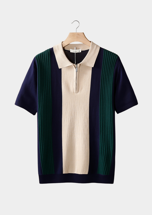 Navy Resort Zipper Polo | Roccella