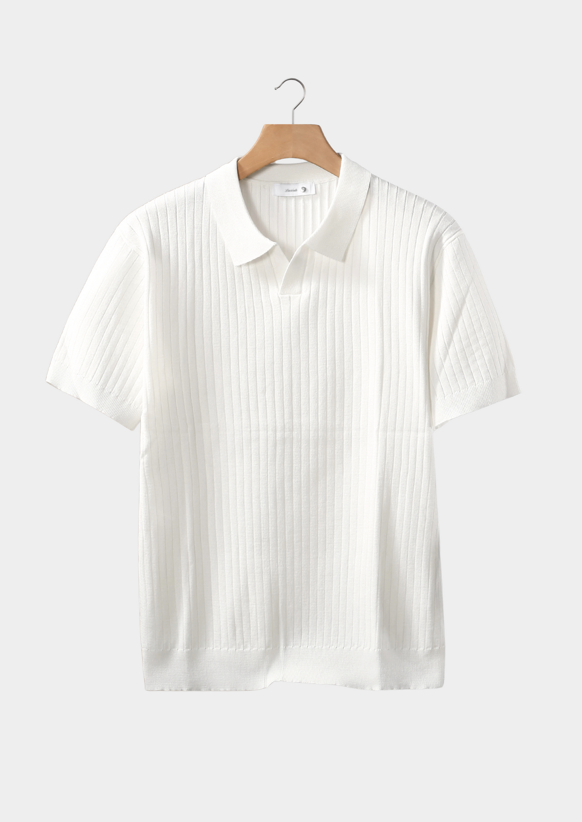 White Ribbed Buttonless Polo | Roccella