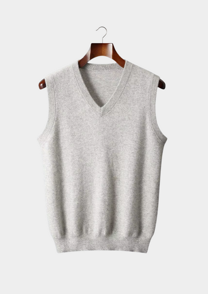 Pure Extra-Fine Merino Wool V-Neck Vest | Roccella