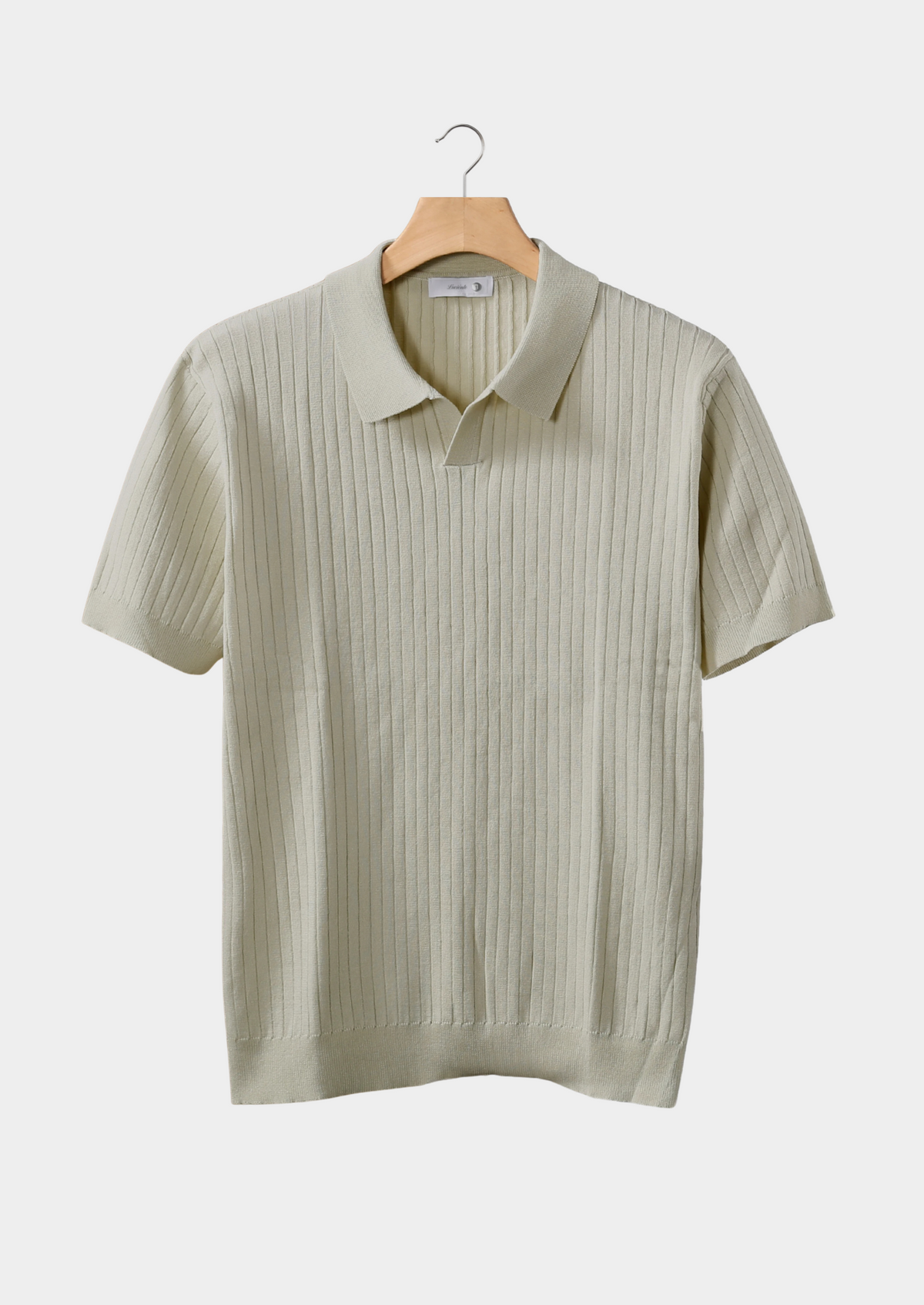 Khaki Ribbed Buttonless Polo | Roccella