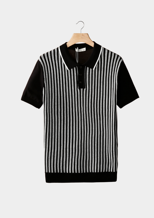 Black Vertical Striped Polo | Roccella