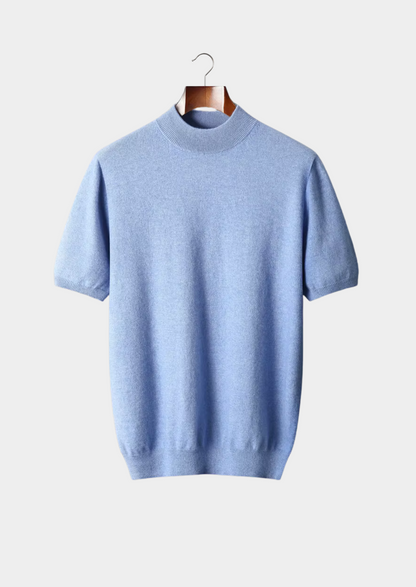 Premium Cashmere Mock Neck T-Shirt | Roccella