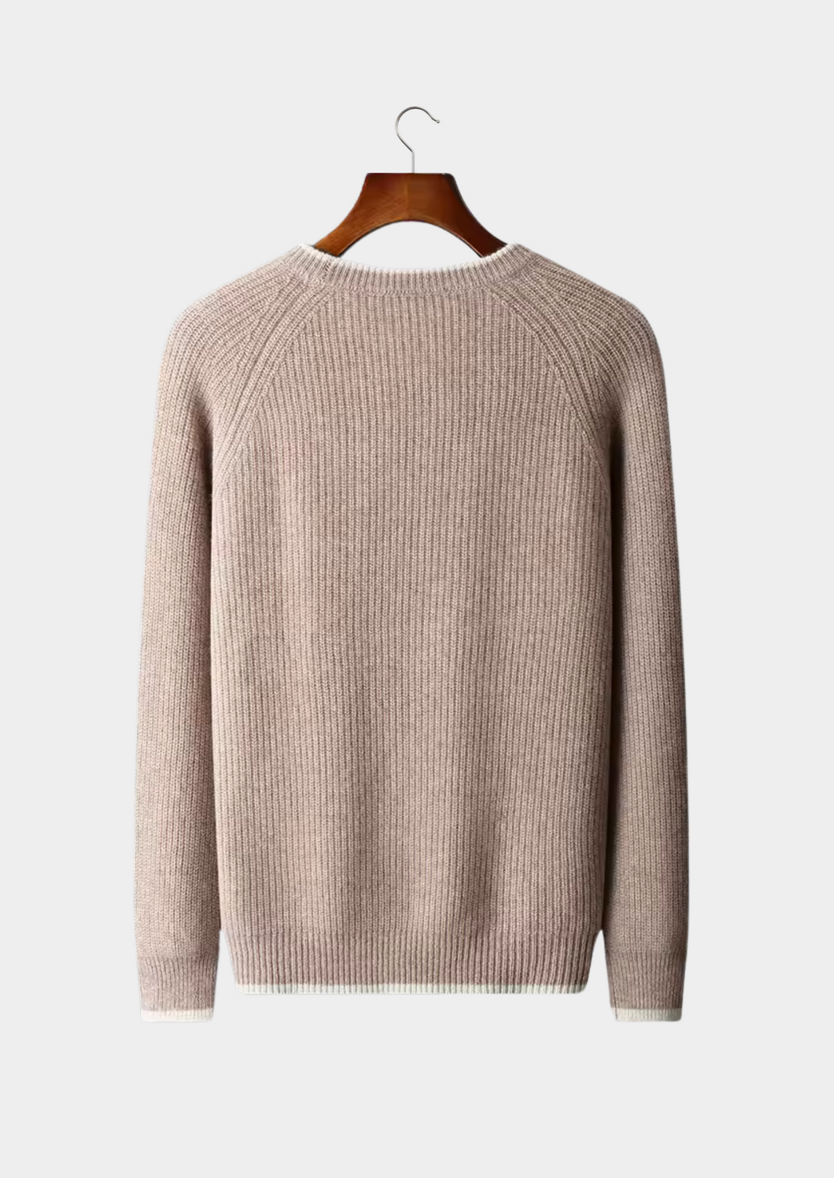 Pure Extra-Fine Merino Wool Two Tone Crewneck | Roccella