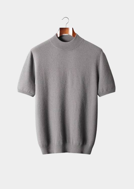 Premium Cashmere Mock Neck T-Shirt | Roccella