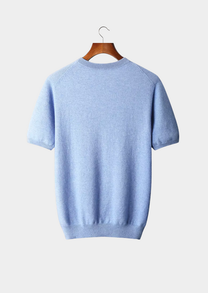 Premium Cashmere Classic Crewneck T-Shirt - Light Blue | Roccella