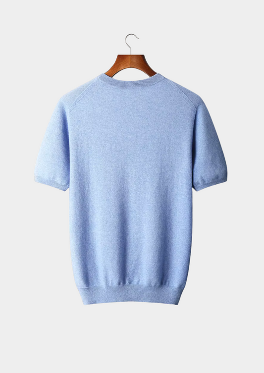 Premium Cashmere Classic Crewneck T-Shirt - Light Blue | Roccella
