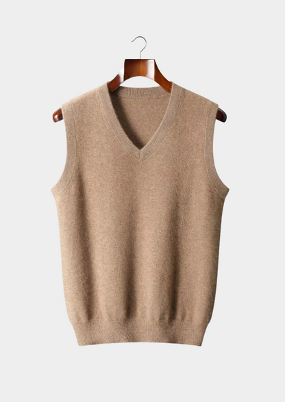 Pure Extra-Fine Merino Wool V-Neck Vest | Roccella