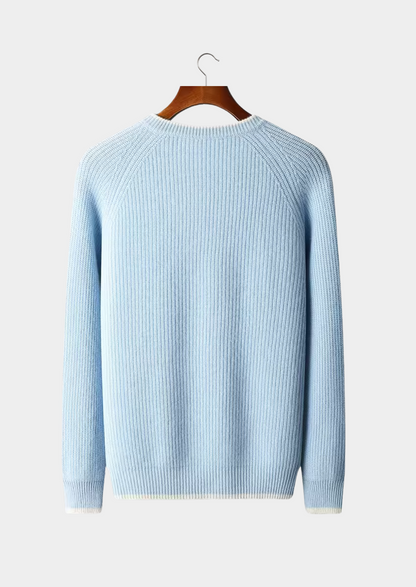 Pure Extra-Fine Merino Wool Two Tone Crewneck | Roccella