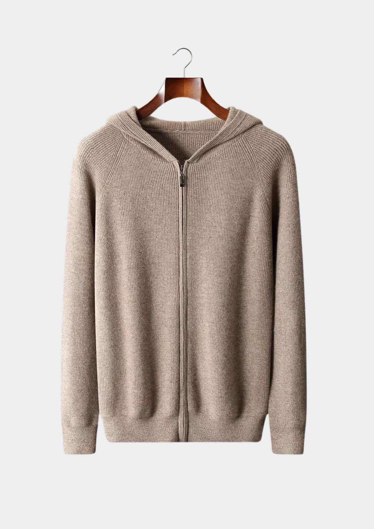 Pure Extra-Fine Merino Wool Ribbed Zip Hoodie | Roccella