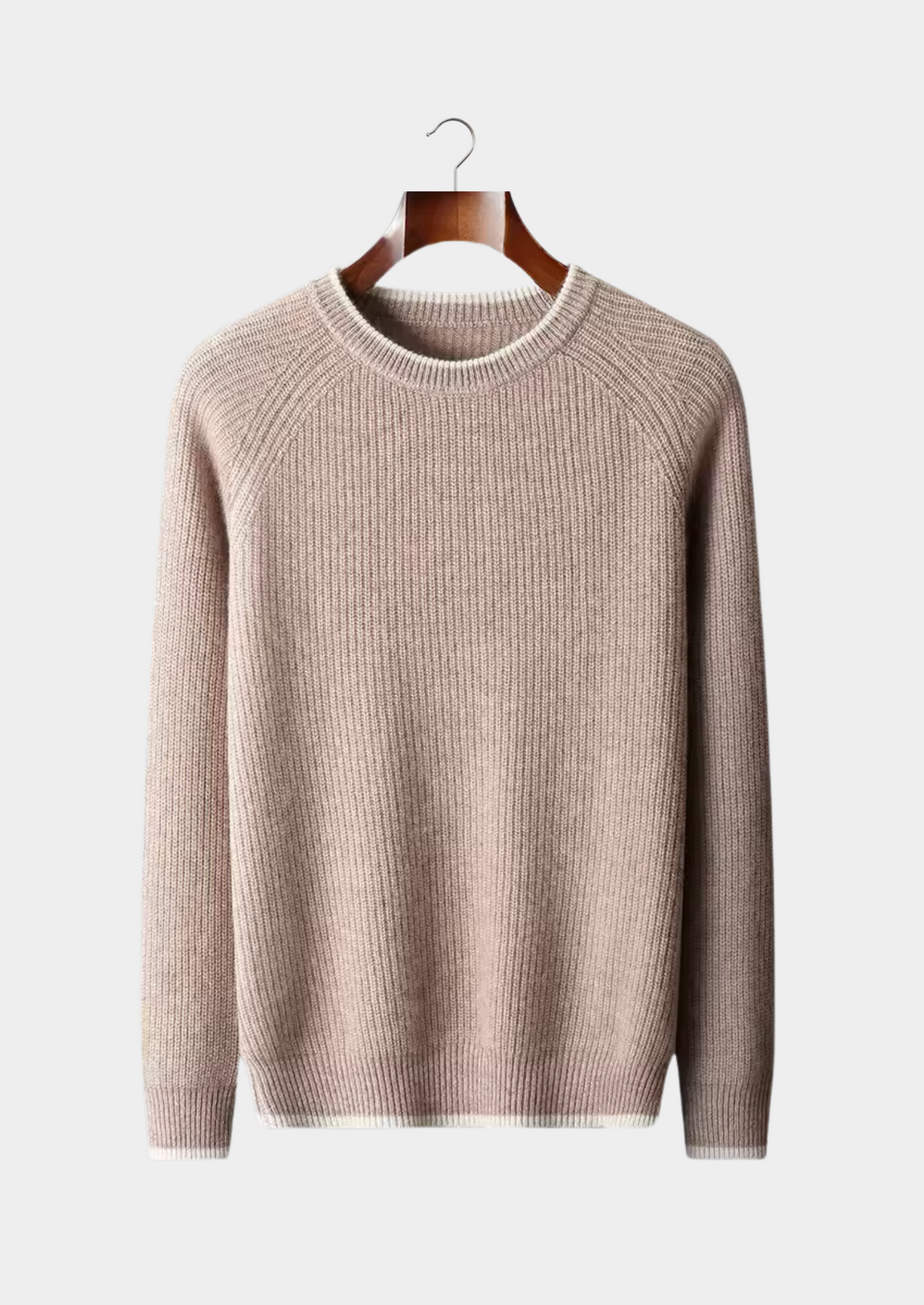Pure Extra-Fine Merino Wool Two Tone Crewneck | Roccella