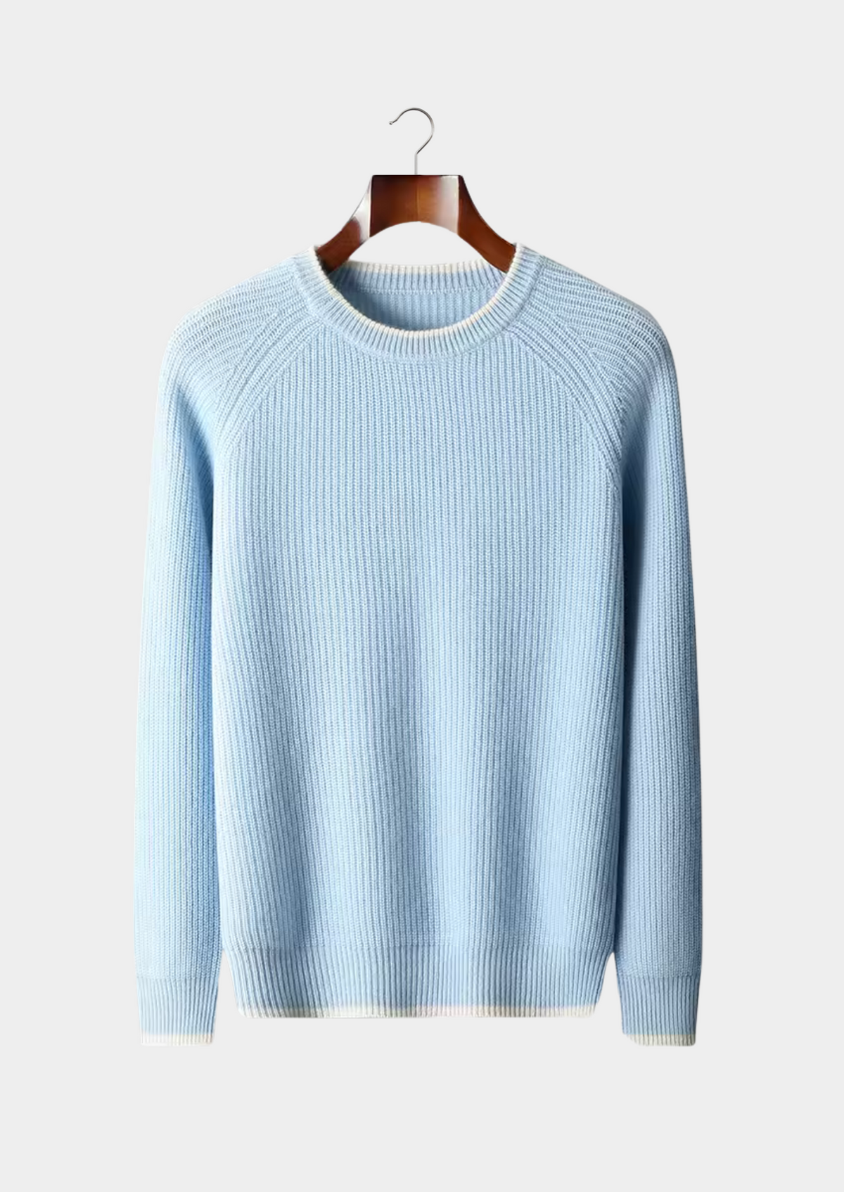 Pure Extra-Fine Merino Wool Two Tone Crewneck | Roccella