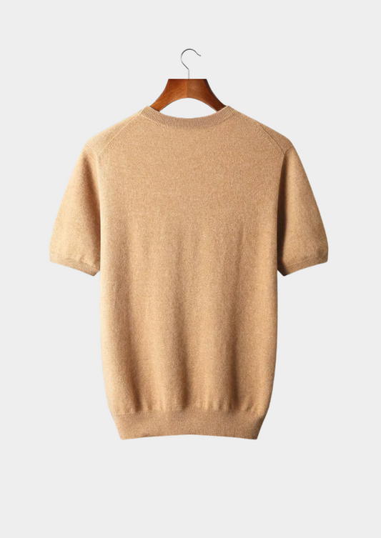 Premium Cashmere Classic Crewneck T-Shirt - Honey Mustard | Roccella