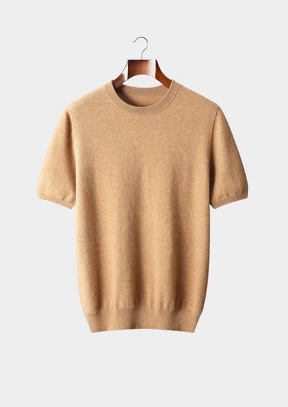 Premium Cashmere Classic Crewneck T-Shirt - Honey Mustard | Roccella