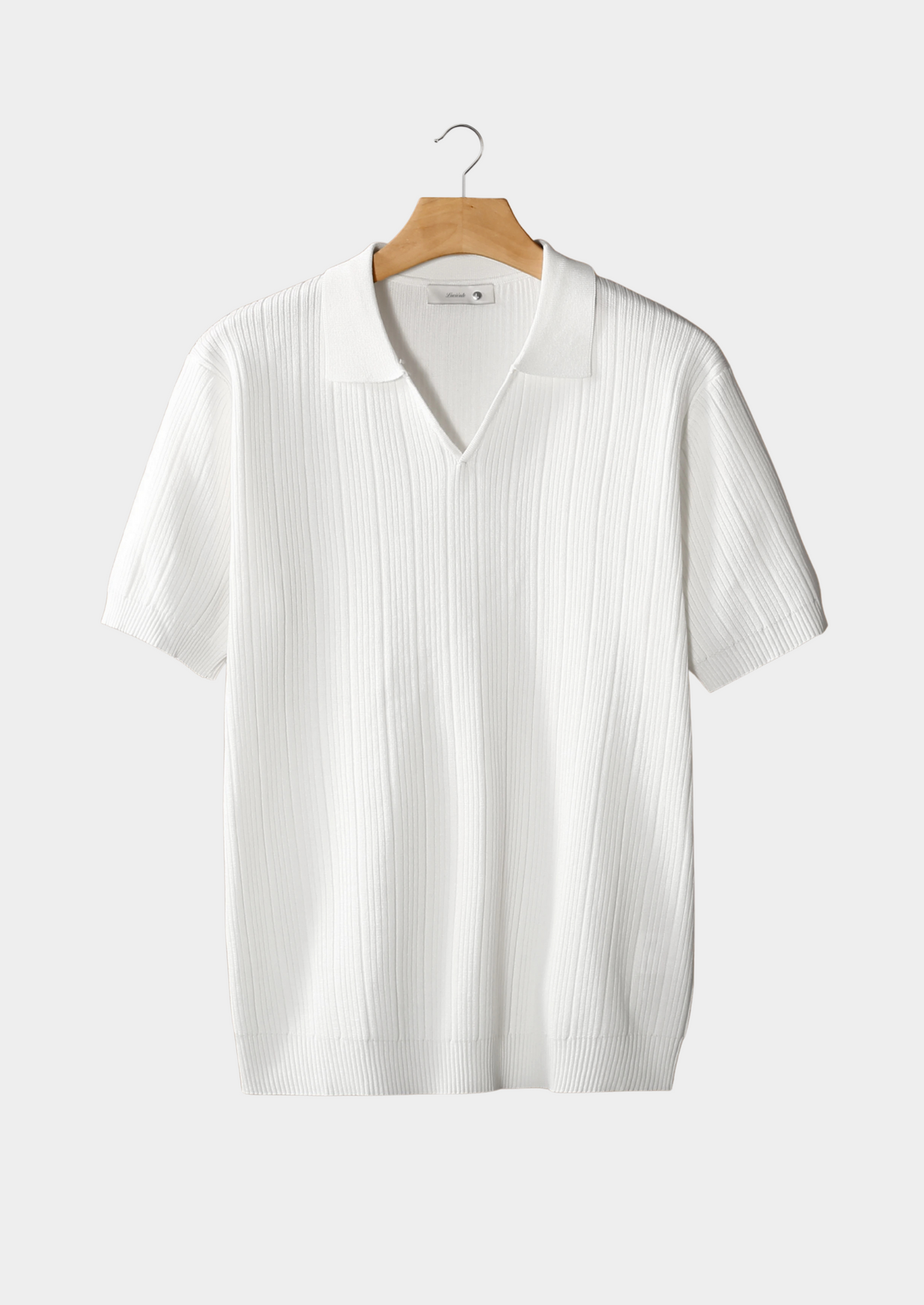 White Open Collar Ribbed Polo | Roccella