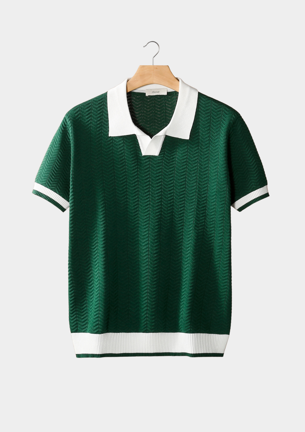 Green Contrast Textured Polo | Roccella