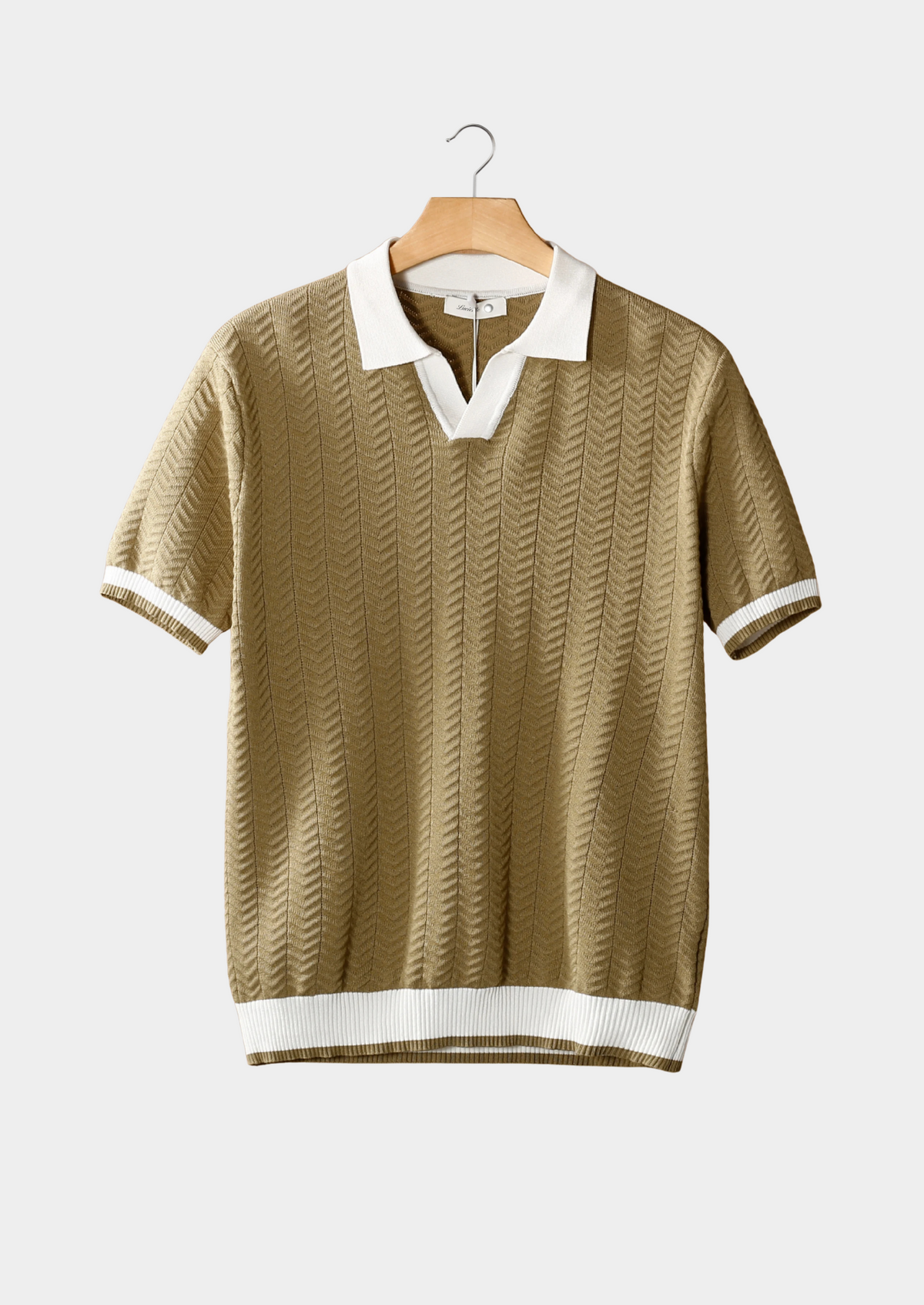 Almond Contrast Textured Polo | Roccella