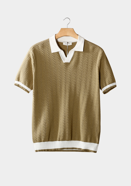 Almond Contrast Textured Polo | Roccella
