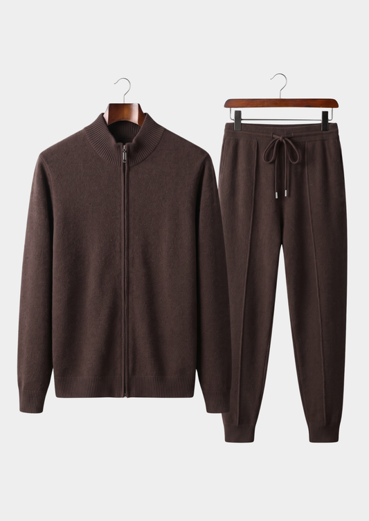 Pure Extra-Fine Merino Wool Dark Brown Luzzo Set | Roccella