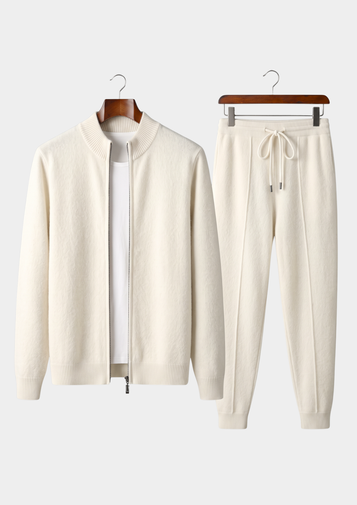 Pure Extra-Fine Merino Wool Cream White Luzzo Set | Roccella