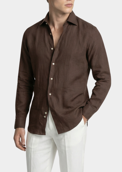 Portofino Coastal Shirt - Dark Brown | Roccella